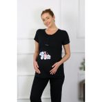 Akbeniz 45210 Siyah Kadın Hamile Pijama Takımı