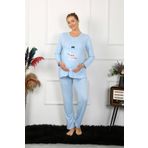 Akbeniz 45501 Mavi Kadın Hamile Pijama Takımı