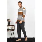 Akbeniz 6845 Gri Uzun Kol Penye Erkek Pijama Takım