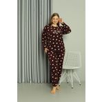 Akbeniz 808041 Bordo Welsoft Polar Büyük Beden Kadın Pijama Takımı