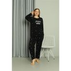 Akbeniz 808043 Siyah Welsoft Polar Büyük Beden Kadın Pijama Takımı