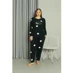 Akbeniz 808045 Petrol Welsoft Polar Büyük Beden Kadın Pijama Takımı