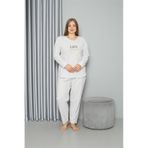 Akbeniz 808050 Beyaz Welsoft Polar Büyük Beden Kadın Pijama Takımı