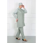 Akbeniz Büyük Beden Desenli Tesettür Mayo Su Yeşili 44030 - 3XL
