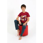 Akbeniz Erkek Çocuk Kısa Kol Penye Pijama Takım 20758 Bordo