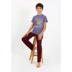 Akbeniz Erkek Çocuk Kısa Kol Penye Pijama Takım 20758 Mor - 7 - 8