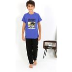 Akbeniz Erkek Çocuk Kısa Kol Penye Pijama Takım 20758 Saks - 7 - 8
