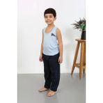 Akbeniz Erkek Çocuk Sıfır Kol Penye Pijama Takım Mavi 20439