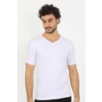 Akbeniz Erkek Likralı V Yaka Beyaz T-Shirt 65700