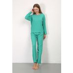 Akbeniz Kadın Bürümcük Kumaş Pijama Takım Yeşil 4233