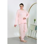 Akbeniz Kadın Büyük Beden Uzun Kol Penye Pijama Takımı Pembe 202501