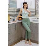 Akbeniz Kadın Crop Büstiyer Tayt Alt Üst Takım SuYeşili 5910