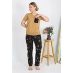 Akbeniz Kadın Kısa Kol Pamuk Penye Pijama Takım Hardal 4214