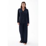 Akbeniz Kadın Lacivert Oversize Saten Pijama Takımı