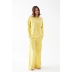 Akbeniz Kadın Oversize Sarı Desenli Pamuklu Kalın Pijama Takımı