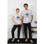 Akbeniz Kadın Pamuk Penye Sevgili Kombini Pijama Takımı Gri Tek Takım Fiyatıdır 50126