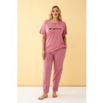 Akbeniz Kadın Somon Go Getter Yazılı Büyük Beden Pijama Takımı