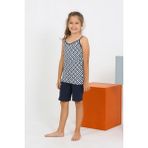 Akbeniz Kız Çocuk Ip Askılı Şortlu Penye Lacivert Pijama Takım 20430 - 11 - 12 Yaş