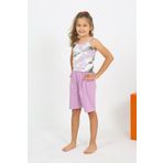 Akbeniz Kız Çocuk İp Askılı Şortlu Penye Lila Pijama Takım 20430