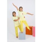 Akbeniz Kız Çocuk Kısa Kol Sarı Penye Pijama Takım 20432