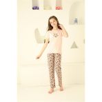 Akbeniz Kız Çocuk Pamuk Kısa Kollu Pijama Takımı 20364 - Somon - 6 Yaş