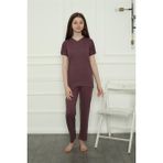 Akbeniz Kız Çocuk Penye Pijama Takım 20399 - Mürdüm - 7 - 8 Yaş
