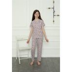 Akbeniz Kız Çocuk Penye Pijama Takım 20409 - Beyaz - 7 - 8