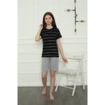 Akbeniz Kız Çocuk Penye Şortlu Pijama Takım 20405 - Siyah - 7 - 8