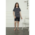 Akbeniz Kız Çocuk Penye Şortlu Pijama Takım 20407 - Lacivert - 5-6 Yaş