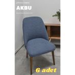 Akbu Mutfak Sandalye Kılıfı Büyük Oval Jakarlı Yıkanabilir Streç Lastikli Sandalye Örtüsü 6 Adet - 50 x 55 cm - Antrasit