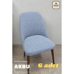 Akbu Mutfak Sandalye Kılıfı Büyük Oval Jakarlı Yıkanabilir Streç Lastikli Sandalye Örtüsü 6 Adet - 50 x 55 cm - Gri
