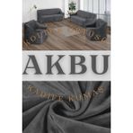 Akbu Parlak Kadife 3 3 1 1 Lastikli Kanepe Örtüsü | Lastikli Koltuk Örtüsü | Koltuk Kılıfı Takımı - Koyu Gri - 180 x 230 cm