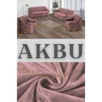 Akbu Parlak Kadife 3 3 1 1 Lastikli Kanepe Örtüsü | Lastikli Koltuk Örtüsü | Koltuk Kılıfı Takımı - Pembe - 180 x 230 cm