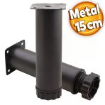 Akça Ayarlanabilir Mobilya Kanepe Koltuk Baza Yükseltme Yükseltici Ayağı Metal Ayakları 15 Cm Siyah