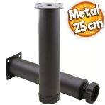 Akça Ayarlanabilir Mobilya Kanepe Koltuk Baza Yükseltme Yükseltici Ayağı Metal Ayakları 25 Cm Siyah