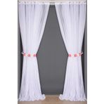 Akça Tekstil 300x260 cm Beyaz Selvi Desen Tek Kanat Dikilmiş Pileli Fon Perde