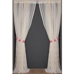 Akça Tekstil 300x260 cm Krem Küçük Yaprak Model Tek Kanat Hazır Dikilmiş Pileli Fon Perde