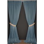 Akça Tekstil 300x260 cm Mavi Geniş Etek Model Tek Kanat Hazır Pileli Fon Perde