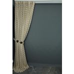 Akça Tekstil 300x260 cm Vizon Çizgili Model Tek Kanat Hazır Dikilmiş Pileli Fon Perde