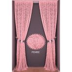Akça Tekstil 75 x 260 cm Sultan 2 Pembe Tek Kanat Hazır Dikilmiş Pileli Fon Perde