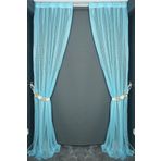 Akça Tekstil 75x260 cm Turkuaz Kardelen Model Tek Kanat Pileli Fon Perde