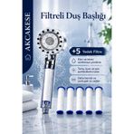 AKCAKESE Filtreli Duş Başlığı 5 Yedek Filtre | Su Arıtmalı, Klor Ve Kireç Önleyici, Yüksek Basınçlı