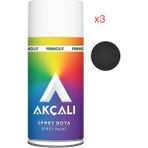 Akçalı Sprey Boya (Mat Siyah 526 - 400 ml - 3lü Set) ve (3 Adet Sprey Boya+1 Adet Eldiven)
