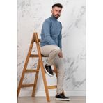 Akçaylar Boğazlı Slimfit Erkek Triko Kazak - 2XL - Mavi