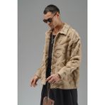 Akçaylar Oversize Önü Çıtçıt Kapamalı Astarsız ve Cepsiz Peluş Ceket - Dropsuz - Deve Tüyü