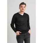 Akçaylar Regular Fit V Yaka Pamuklu Basic Erkek Triko Kazak - Siyah