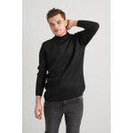 Akçaylar Regular Fit Yarım Balıkçı Nokta Desenli Akrilik Viskon Karışımlı Erkek Triko Kazak - 2XL - Siyah