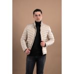Akçaylar Slimfit Dik Yaka Fermuarlı Erkek Puffer Mont - 56 - Krem