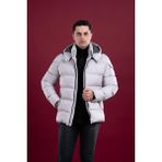 Akçaylar Slimfit Kapşonlu Astarlı Erkek Şişme Puffer Mont - 50 - Gri