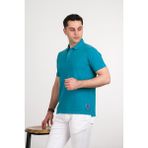 Akçaylar Taş Yıkama Regular Fit Lacost Kumaş Polo Yaka Pamuklu Erkek T-Shirt - Turkuaz